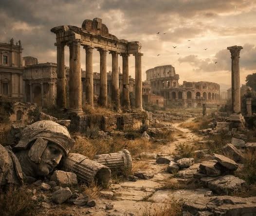 Rappresentazione simbolica della caduta dell’Impero romano e parallelo con lo Stato moderno, tra garantismo, sicurezza pubblica e perdita di autorità