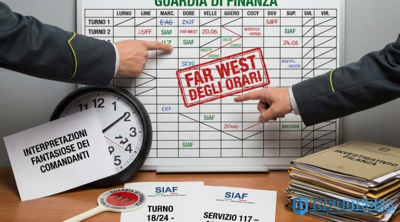 Logo del Sindacato Italiano Autonomo Finanzieri (SIAF) che denuncia criticità e interpretazioni distorsive sull'orario di lavoro nella Guardia di Finanza.