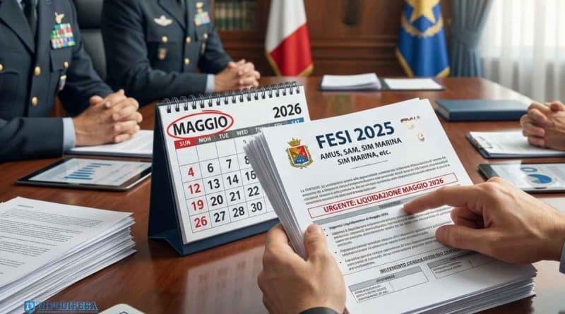 pagamento del FESI 2025 per il personale militare con indicazione delle date maggio e giugno 2026.