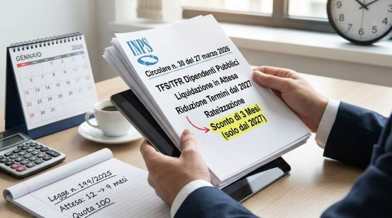 Tabella riepilogativa termini di pagamento TFS e TFR dipendenti pubblici Circolare INPS 30 del 2026
