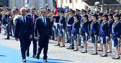 Il Capo della Polizia Vittorio Pisani durante il discorso per il 174° anniversario della Polizia di Stato in Piazza del Popolo a Roma