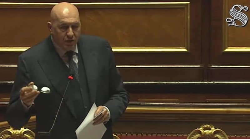 Guido Crosetto durante il Question Time al Senato della Repubblica parla della difesa italiana, del piano pronto e delle decisioni attese dal Parlamento
