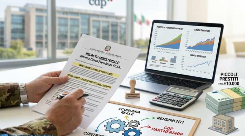 Cassa Previdenza Forze Armate, nuovo decreto del Ministro della Difesa su investimenti nei Fondi di Fondi, prestiti agevolati agli iscritti e riforma della previdenza militare