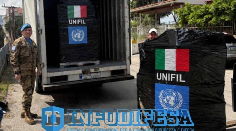 Documento ufficiale UNIFIL sulla donazione di oltre 2 tonnellate di aiuti sanitari italiani destinati alla popolazione vulnerabile del Libano